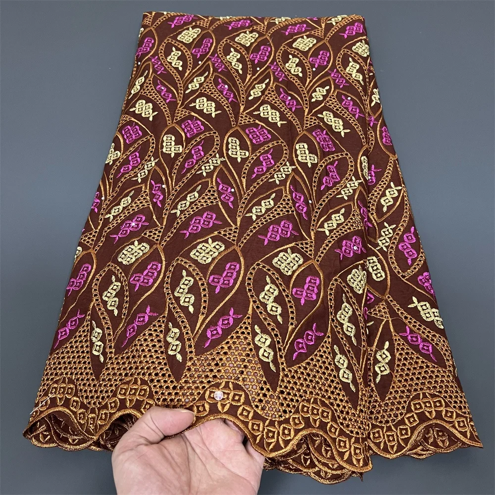 

Tulle Lace Fabric for Sewing Dress, Damask Cotton, High Quality, Pure Embroidery, Wedding Party, Nigerian, 5Yard, 2025, hz1357