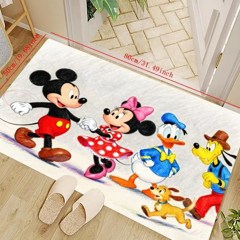 

1PC Mickey Mouse Minnie Donald Duck Goofy Pluto Cartoon Sketch Design Floor Mat for Kids Bedroom Living Room Home Decor, Vibrant