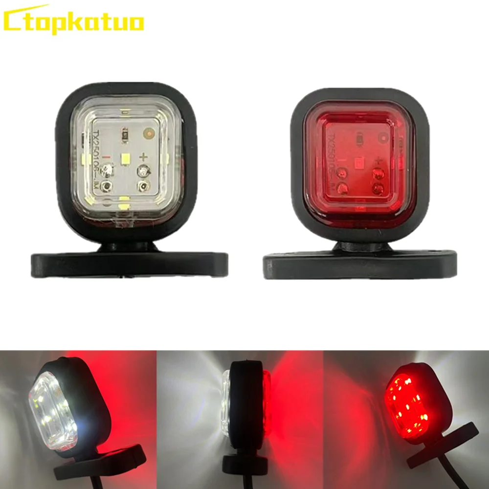 2PCS Trailer Side Light Red White Dual Color Side Marker Light For Truck Van Indicator Lamp Trailer Warning Lamp 12 24V