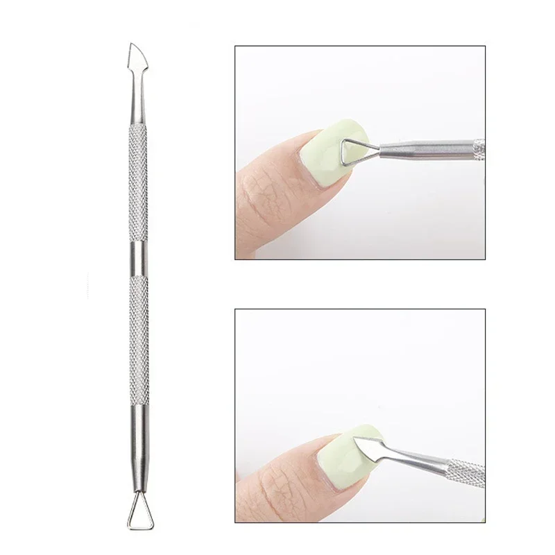 1Pcs Double-ended Stainless Steel Cuticle Pusher Dead Skin Push Remover Pedicure Manicure Nail Art Cleaner Care Tool