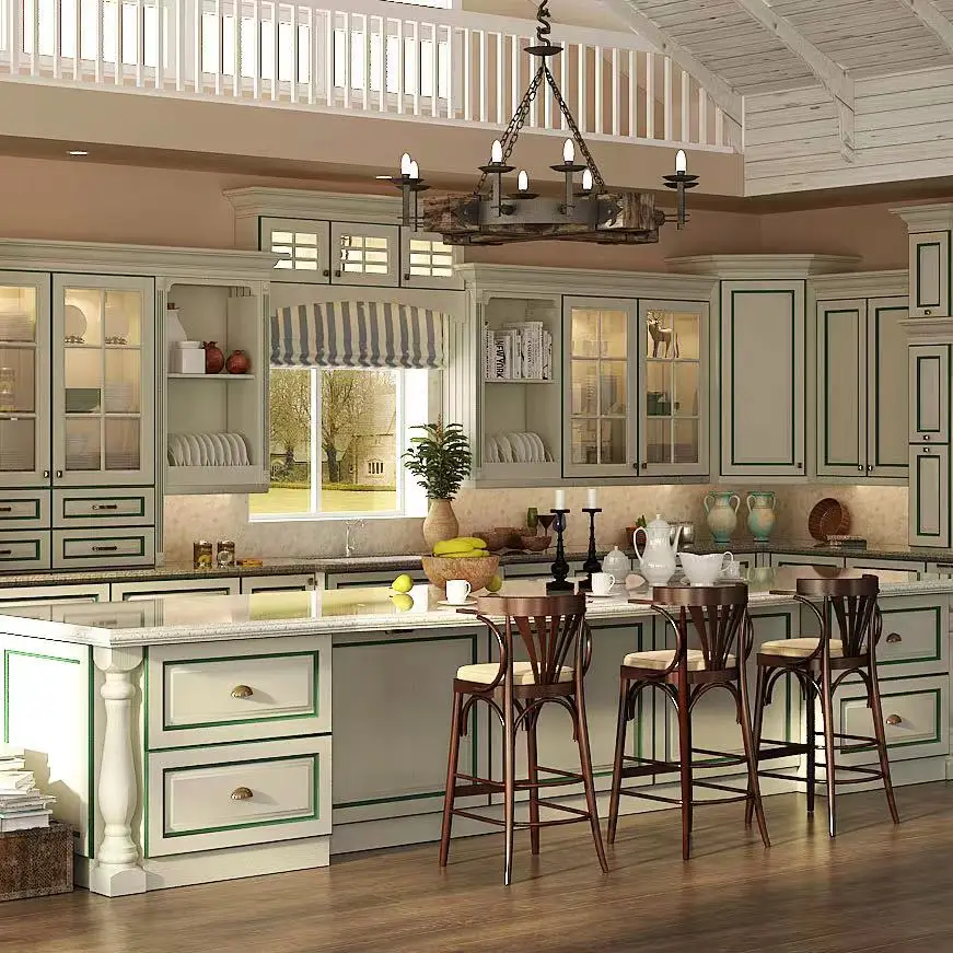 for Top Ready Integrated Rustic Design Integrated Melamine Wood Grain MDF Small Kitchen Cabinets
