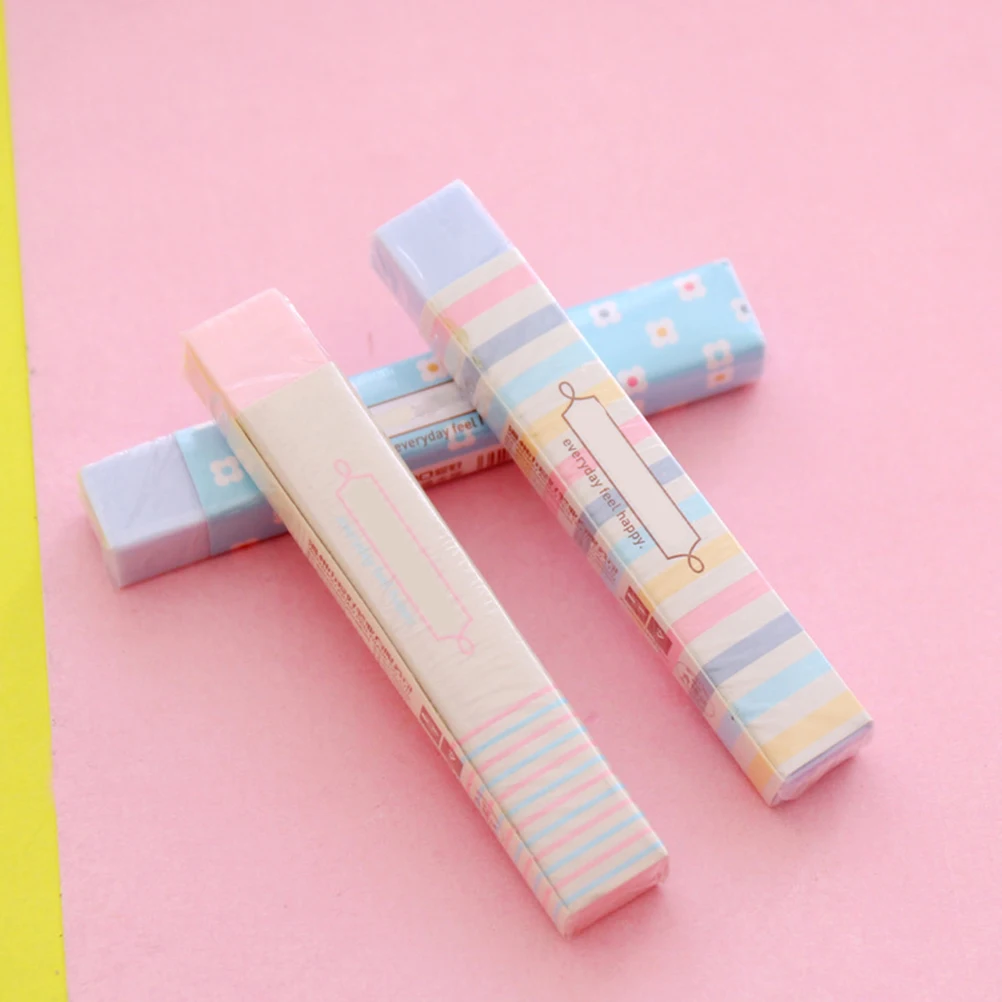 3 قطعة ممحاة ملونة قلم رصاص مطاطي قرطاسية مدرسية للأطفال الطلاب آمنة وغير سامة سهلة المسح كتابة تصميم جميل