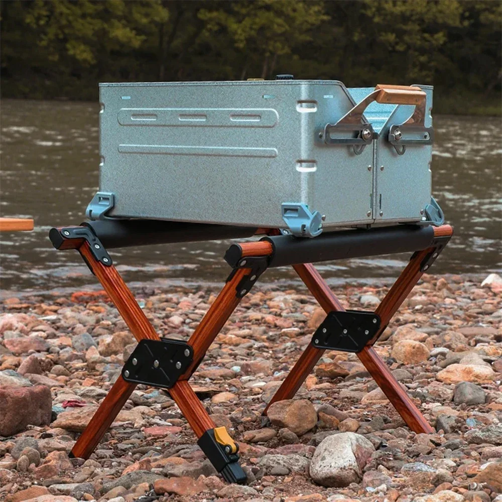 Outdoor Foldable Cooler Stand Camping Foldable Alloy Icebox Stand Mountaineering Support Rack Multi-Functional Non-Slip Stand