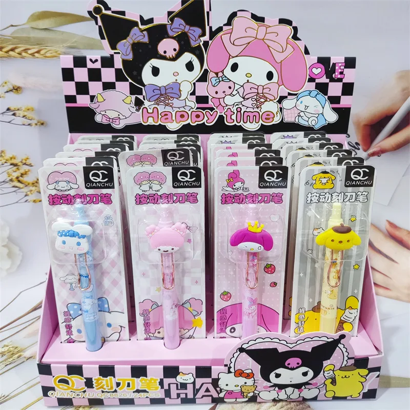 24pcs/set  sanrio Anime New Cartoon hello kitty Press the hand account engraving pen Handmade special pen type art knife gifts