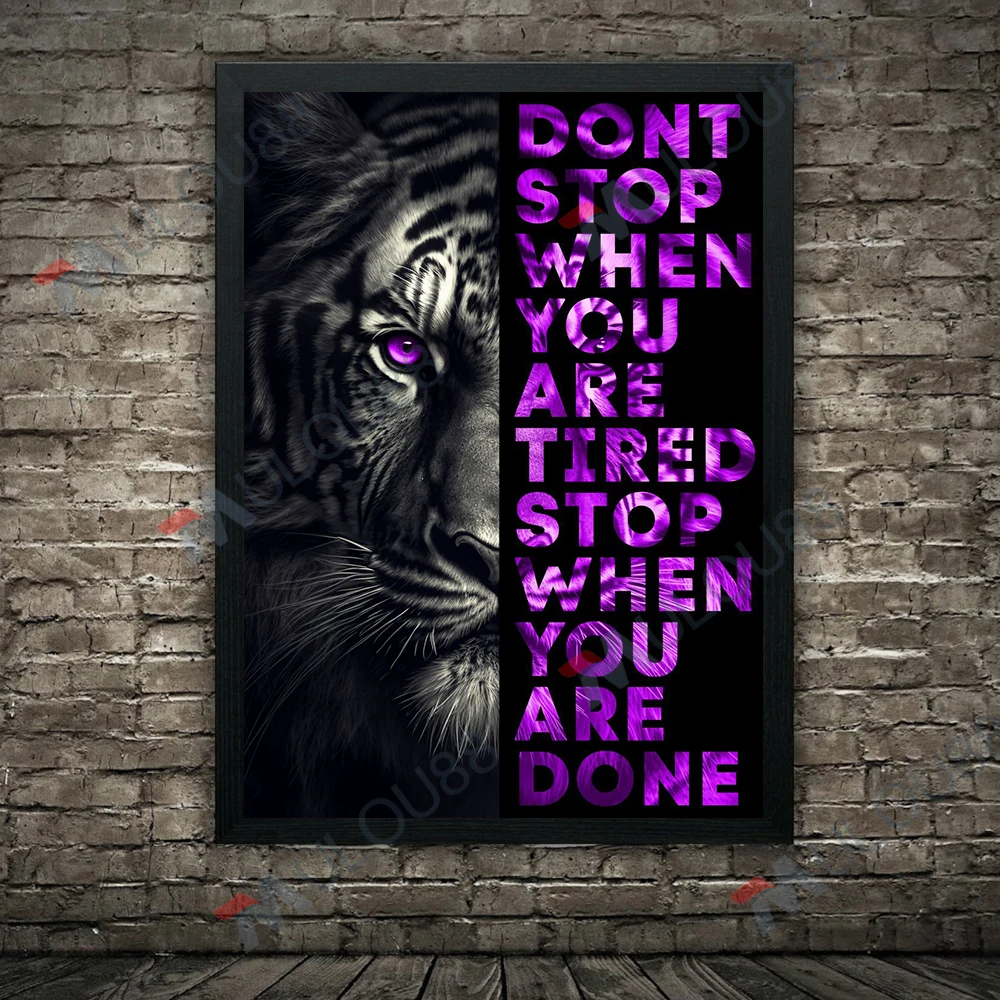 Wolf,Lion,Tiger,Animal Motivational Modern Wall Art Canvas Painting Inspirational Words Art Poster And Print Home Decor Unframed