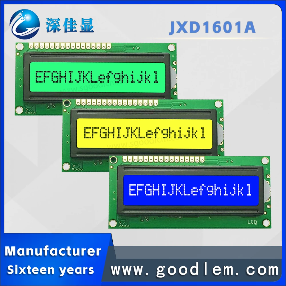 

Industrial grade 16X1 lcd display module JXD1601A Single row character type lcd display ST7066U/AIP31066 drive 5.0V voltage