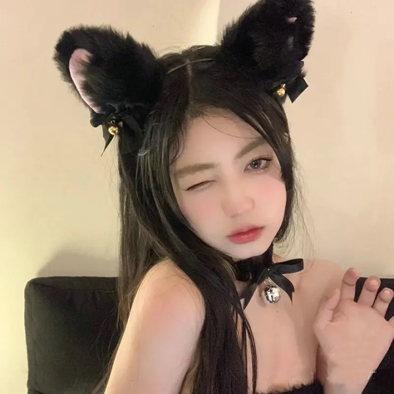 Lolita kocie uszy pałąk dla dziewczynek Anime potańcówka kostium pluszowy wilk Fox uszy Hairband Kawaii akcesoria do włosów