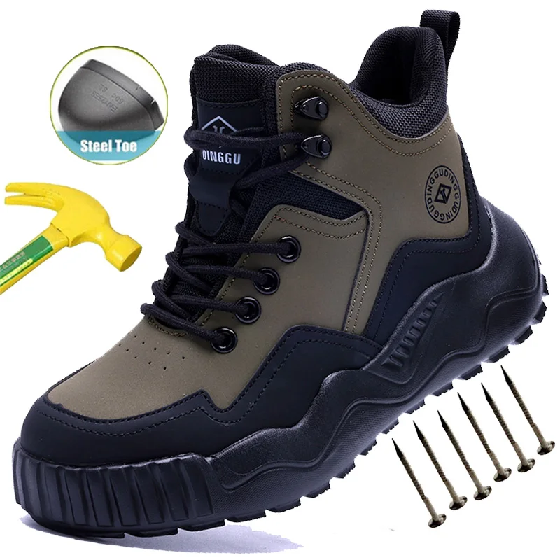 

Men's Steel Toe Work Boots Safety Shoes Puncture-Proof Indestructible Boots Fashionable Footwear for Security Professionals