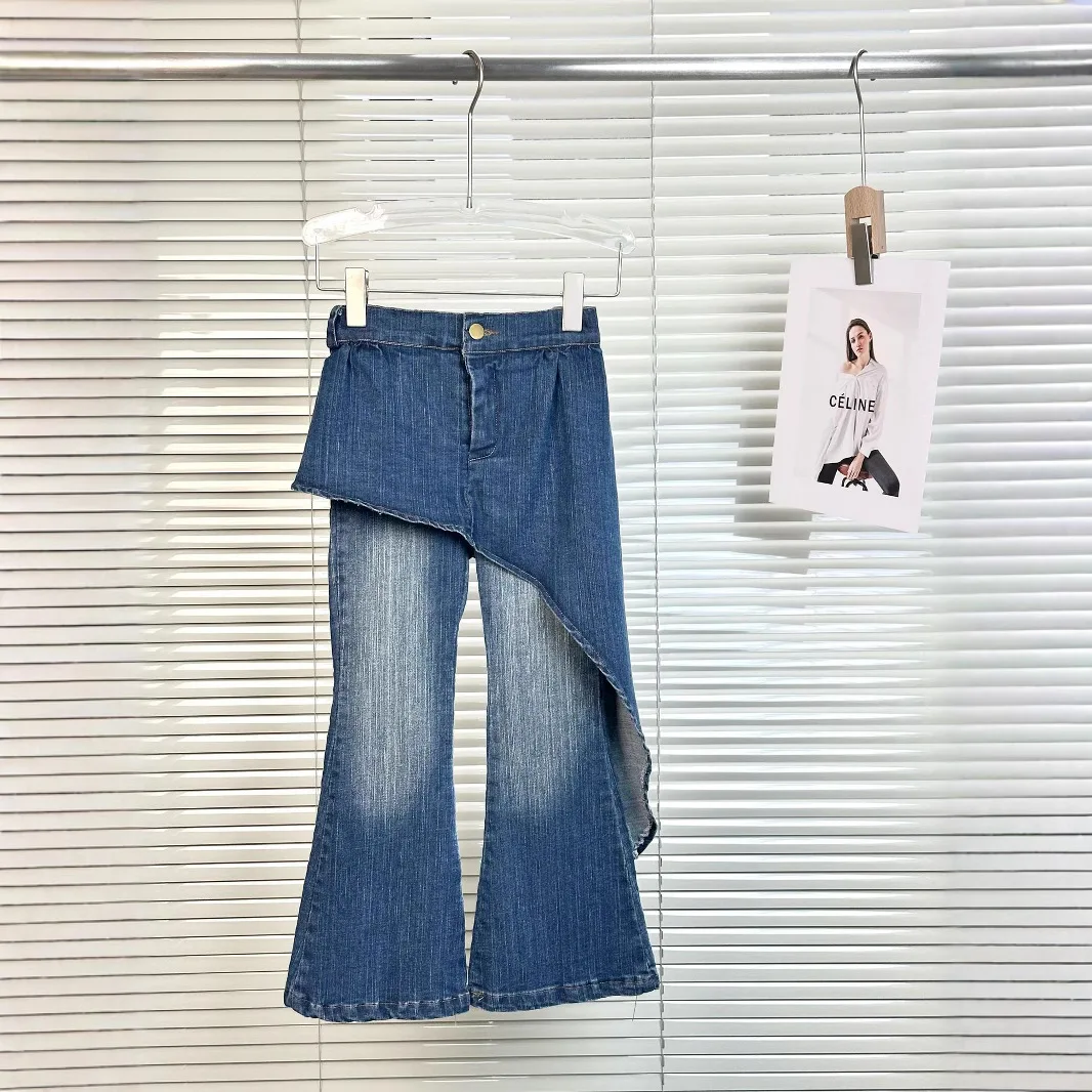 

Джинсы для девочек, брюки, осень 2025 года, корейский стиль, широкие расклешенные брюки, джинсовые брюки, капри, детская одежда от 3 до 16 лет