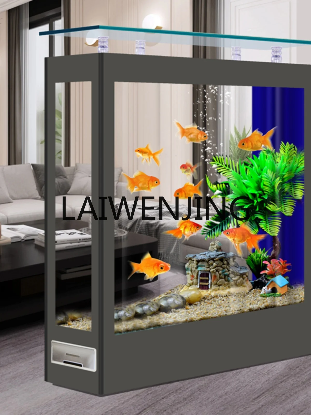 Rectangular Subareas Screens Fish Globe Medium and Large Floor Glass Living Room Lazy Household Change-Free Aquarium