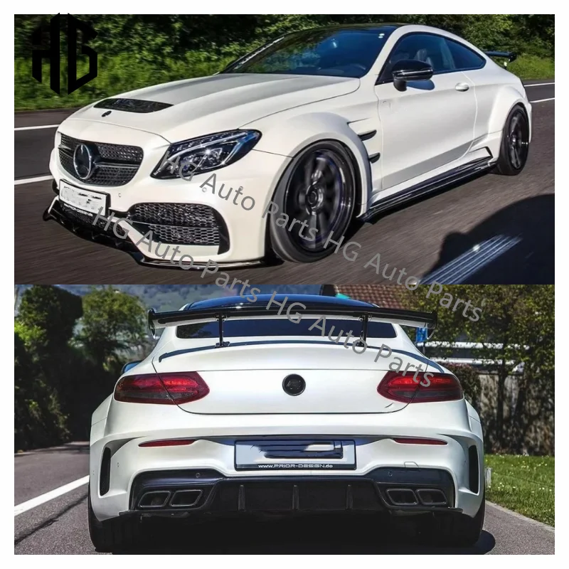 Auto parts For Mercedes-Benz C-class W205 C63 C63s Coupe PD Style Body Kit Front Rear Bumper Lip Trunk Spoiler Wing Body Kit