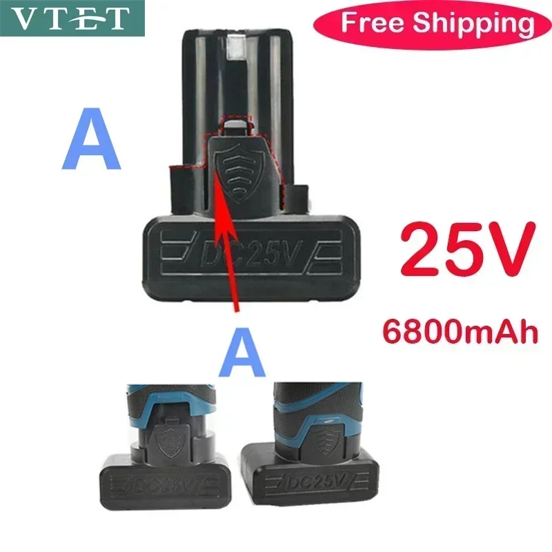 2024 전동 공구용 범용 충전식 리튬 배터리, 전기 드릴, 전기 스크루 드라이버, 리튬 이온 배터리, 25V, 6800mAh, 신제품