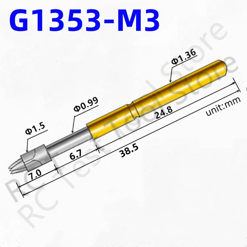 

20/100 шт. G1353-M3 корейского типа, пружинный тестовый щуп, тестовый штифт, инструмент 38,5 мм, диаметр 1,36 мм, игольная головка 1,5 мм, штифт Pogo 180 г, эластичность