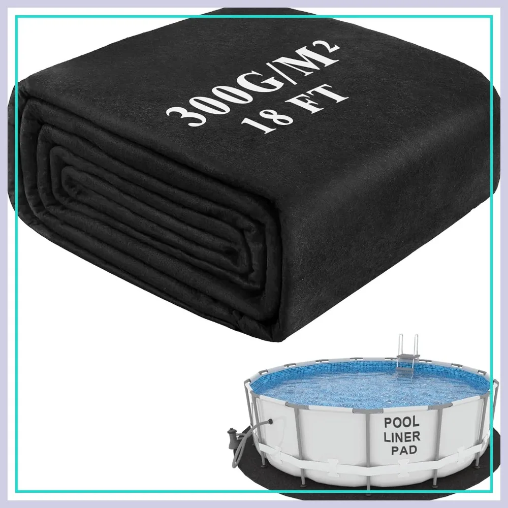 

18ft Round Pool Ground Pad, 300G/M² Geotextile Mat for Above Ground Pools, Precut Protective Liner