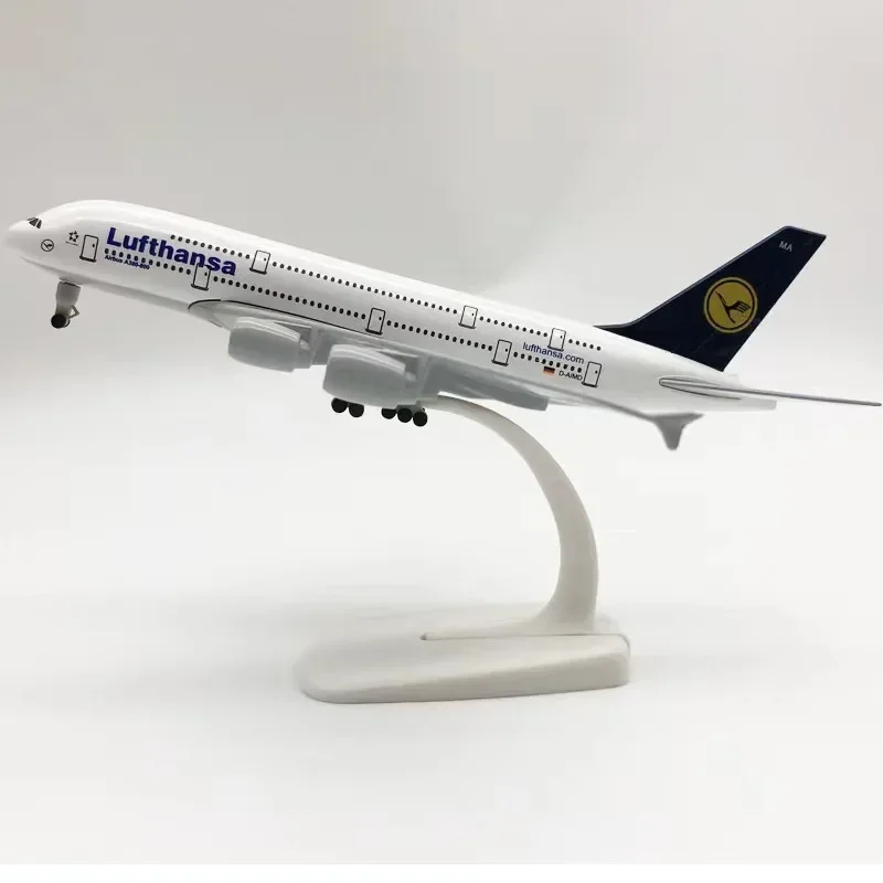 18*20CM diecast Léghajó manöken vel wheels Szellőztet Koreai Lufthansa Szingapúr Katar Déli Airbus 380 A380 Légitársaság manöken Kétdimenziós