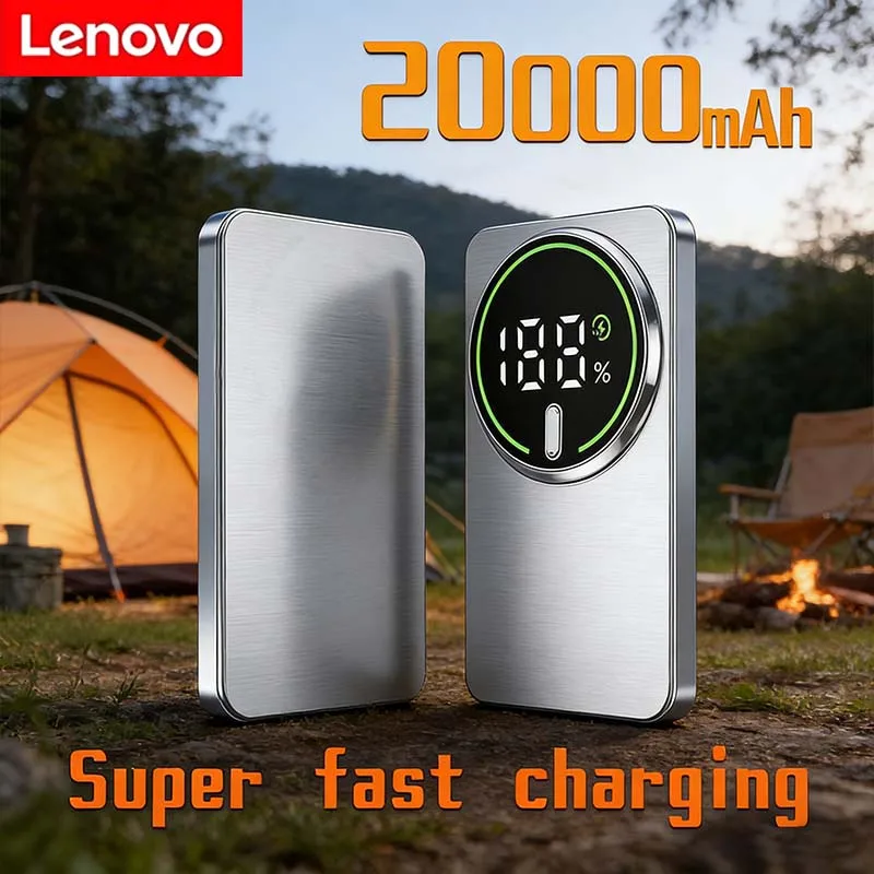 

Lenovo Ultra-thin 20000mAh Mobile Power Bank Magnetic Wireless Fast Charging Portable Electronic Display For MagSafe iPhone