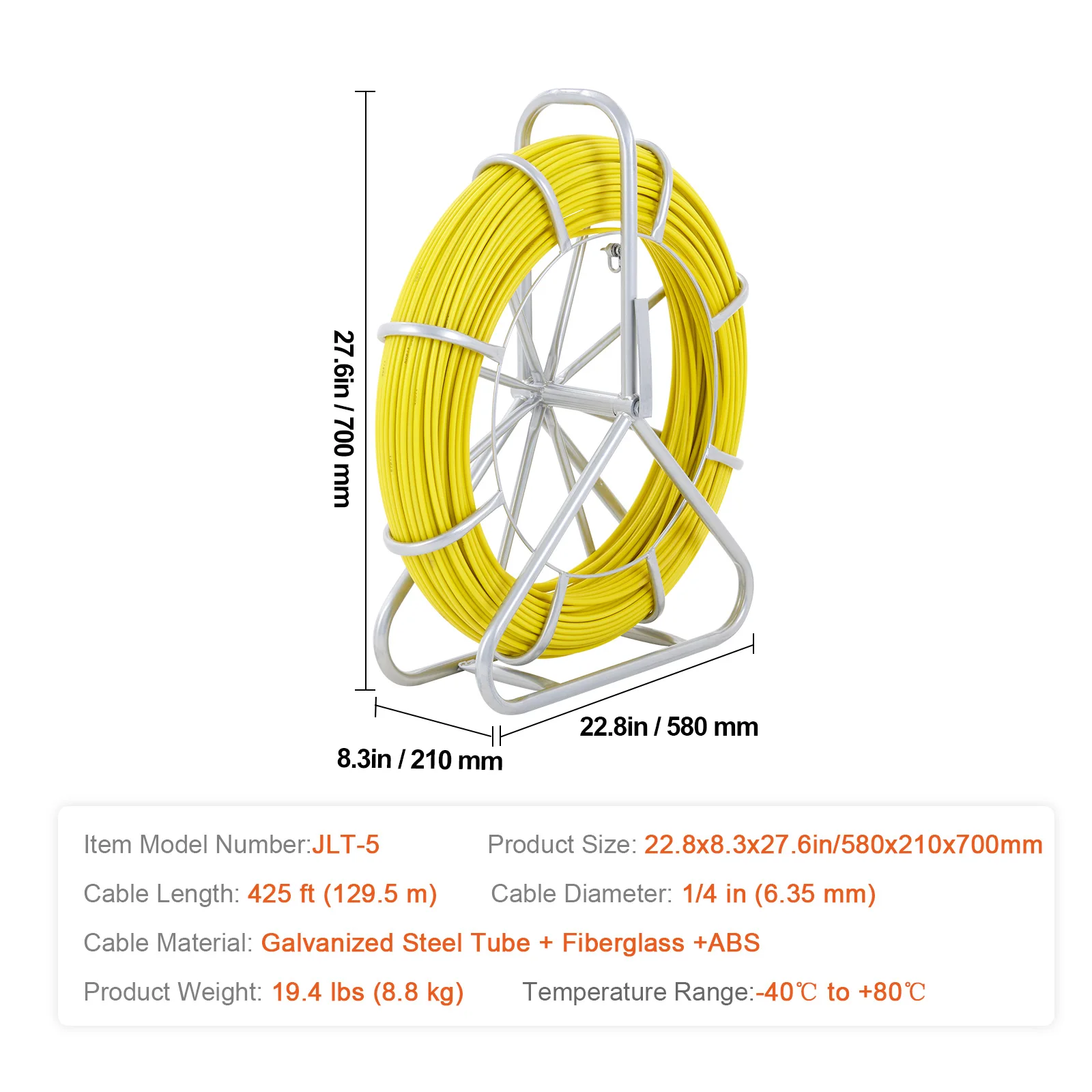 SucceBuy Vis Tape Glasvezel 425/492/600/656 ft Duct Rodder Fishtape Draadtrekker Vissen Gereedschap voor Muren en Elektrische Leiding
