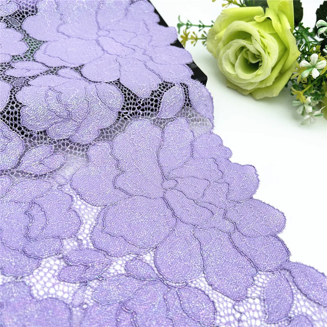 3y/lot Width 23.50cm Lilac Purple Foil Elastic Stretch Lace Trim Lingerie Sewing Craft DIY Apparel Sleeve Fabric Wedding