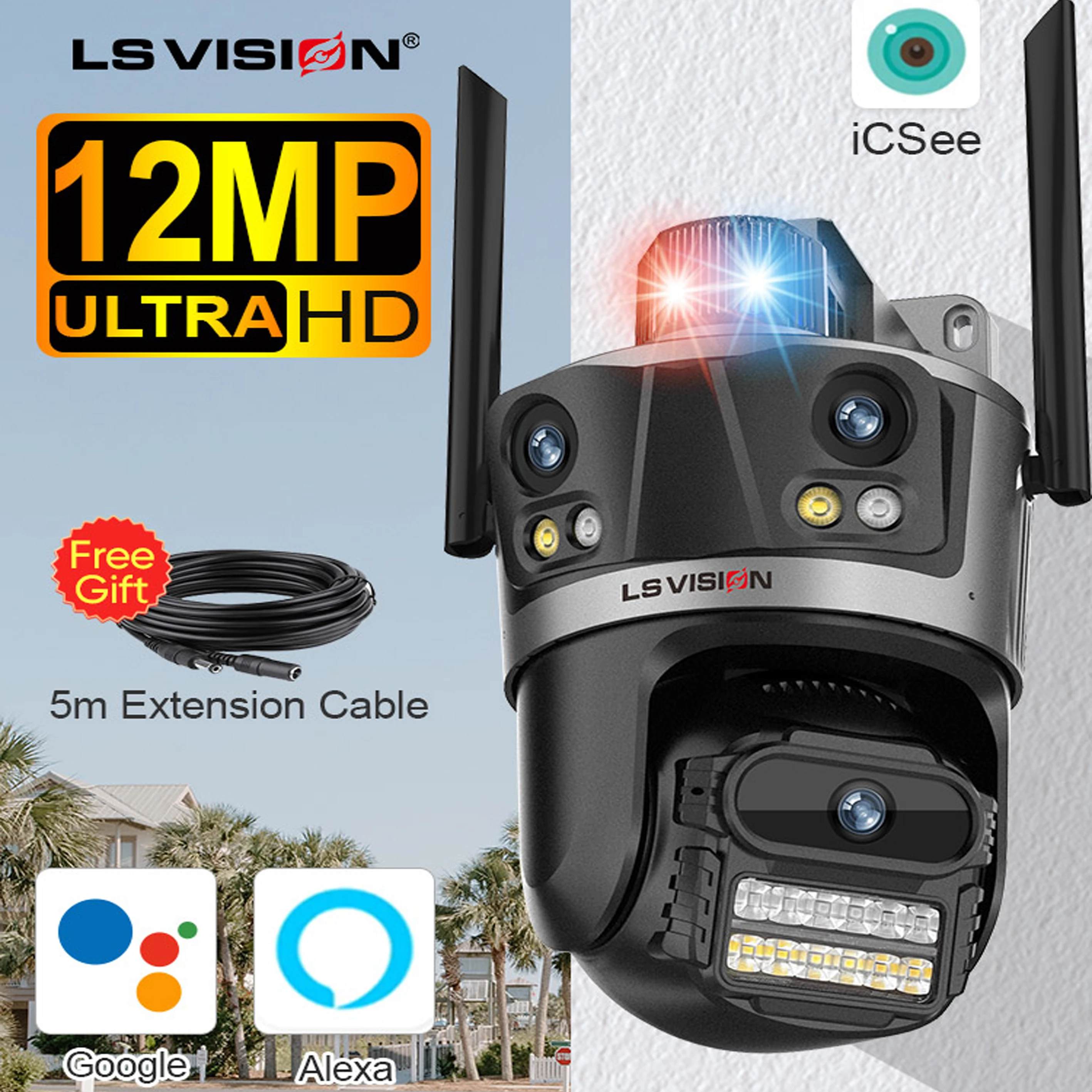 vision camera ip wifi 6k hd tela camera ptz ao ar livre sem fio 3k lente dupla ai deteccao humana cctv camera de seguranca de video 360 ls 01