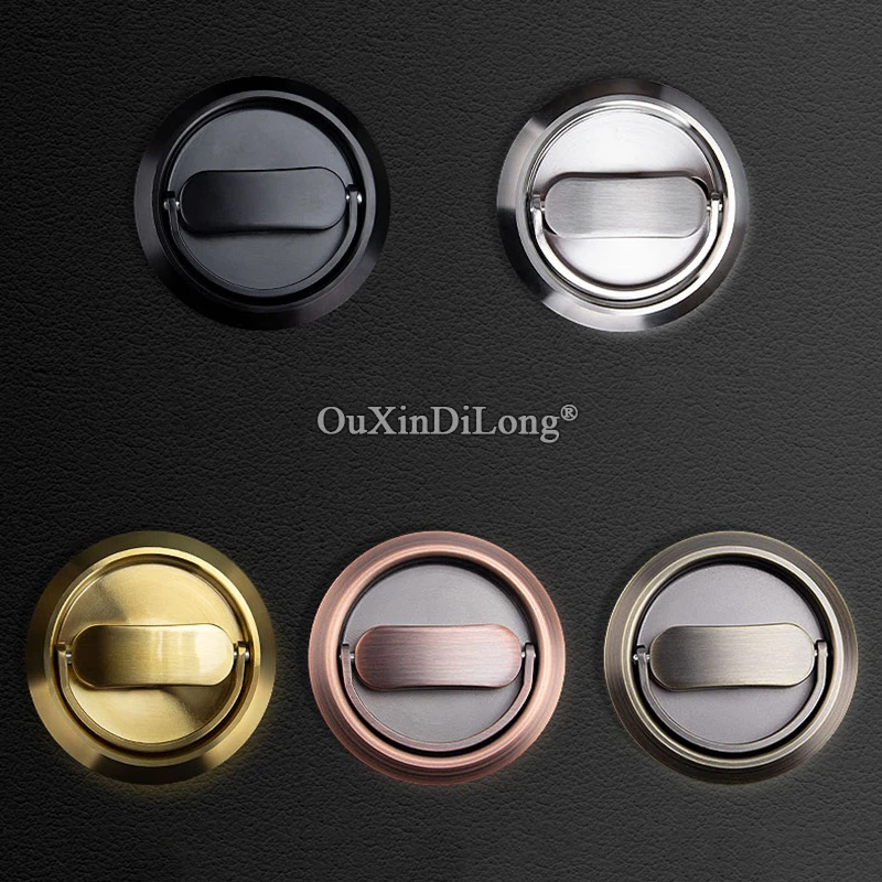 304 Stainless Steel Pull Ring Cup Handle Recessed Door Locks Invisible Hidden Privacy Door Knobs Lock