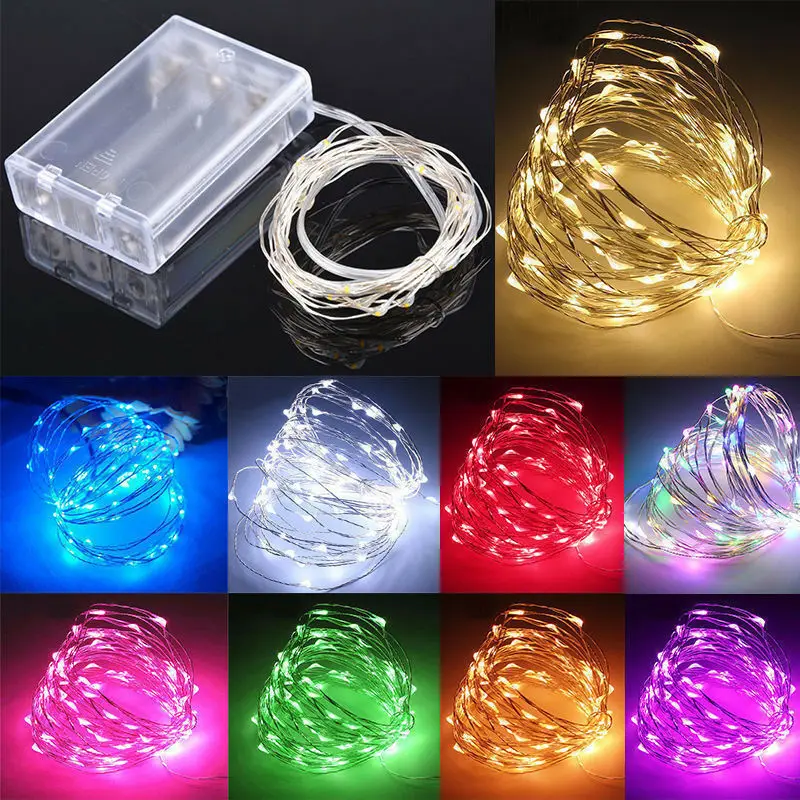 Cadena de luces LED de alambre de cobre, iluminación de vacaciones, hadas para guirnalda de árbol de Navidad, decoración de fiesta de boda, 1M, 2M, 3M, 5M, 10M