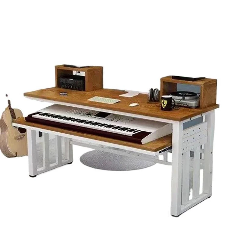 Piano eléctrico, mesa de estudio, teclado, mesa de ordenador de doble capa, arreglo musical de órgano electrónico simple y moderno integrado