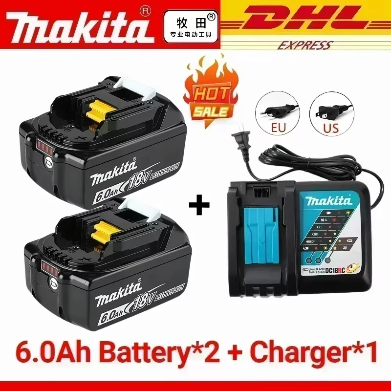 

100% original Makita 18V 6.0Ah Rechargeable BatteryFor Makita BL1830 BL1830B BL1840 BL1840BBL1850BPowerTools Battery