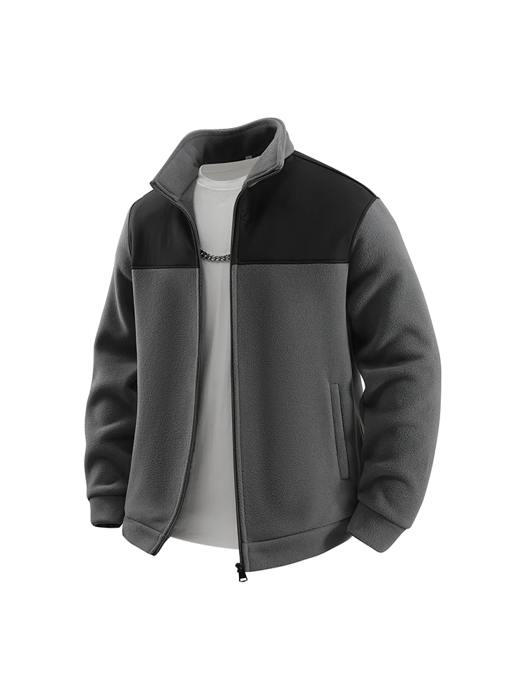 

Мужская утепленная куртка из хлопка с начесом под овчину, осенне-зимняя, теплая, свободного кроя, на флисовой подкладке, повседневная, со стоячим воротником