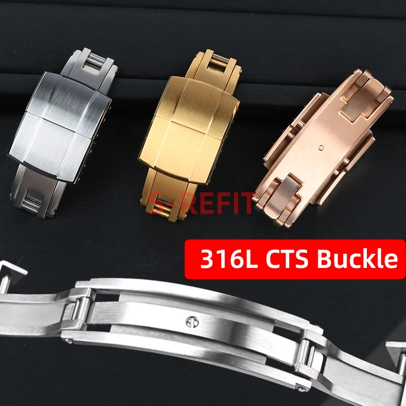 

Складная застежка-бабочка CTS из нержавеющей стали 316L, регулируемая по размеру, для резиновых ремешков часов, запасные части для ремешков 18 мм, 20 мм