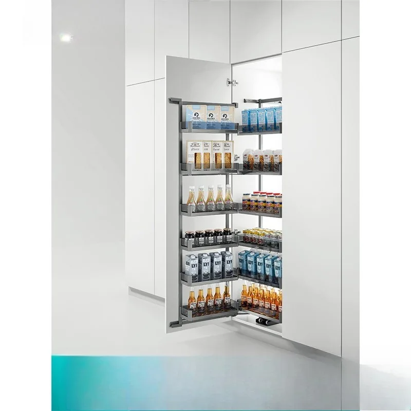 Kitchen Cabinet High Cabinet Pull Basket Multi-layer Big Monster Snack Locker Stainless Steel Seasoning Pull Basket
