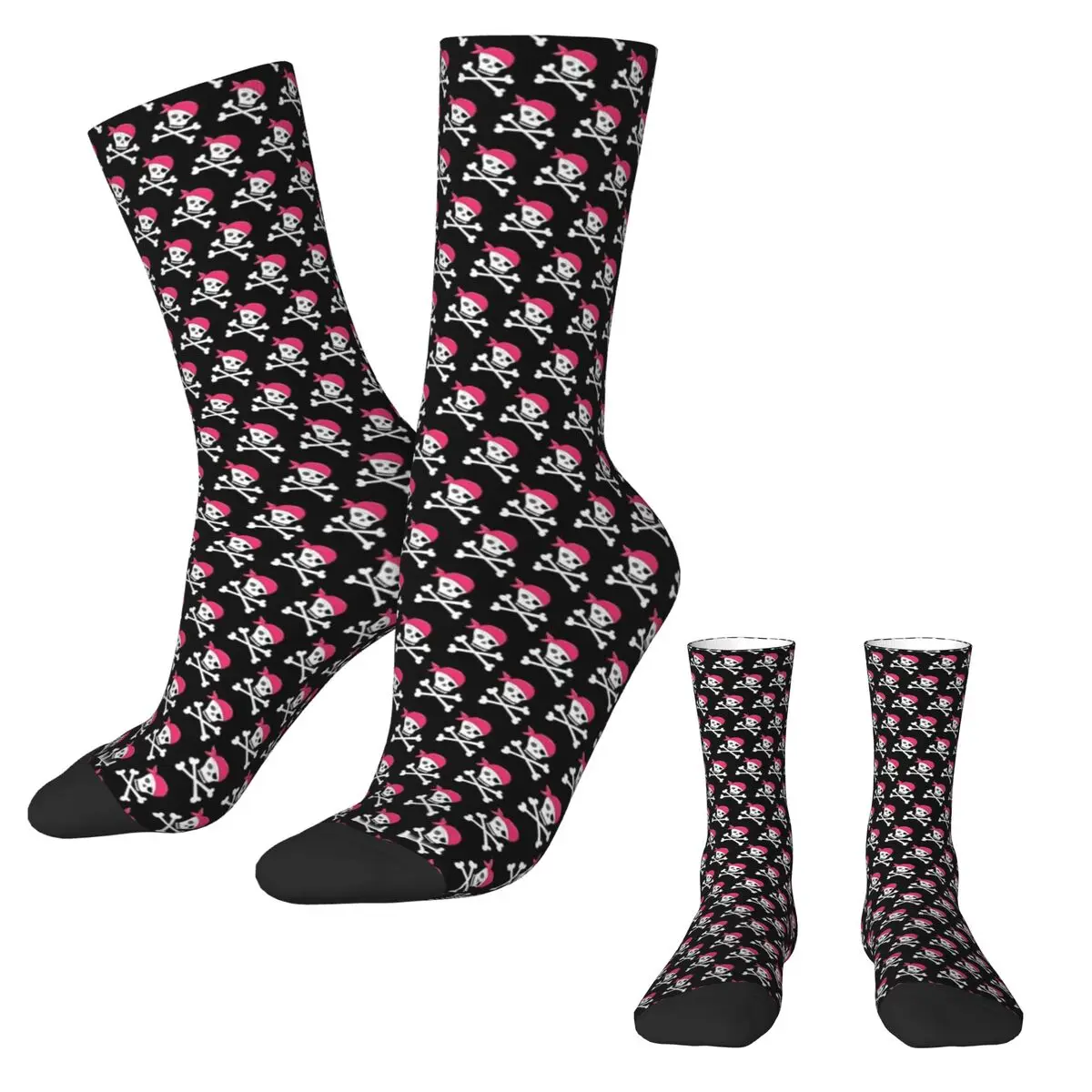 Sons-Bas amusants Skull and Crosseo pour femmes, chaussettes anti-transpiration, sports de plein air, mi-doux, mode graphique, modules, printemps