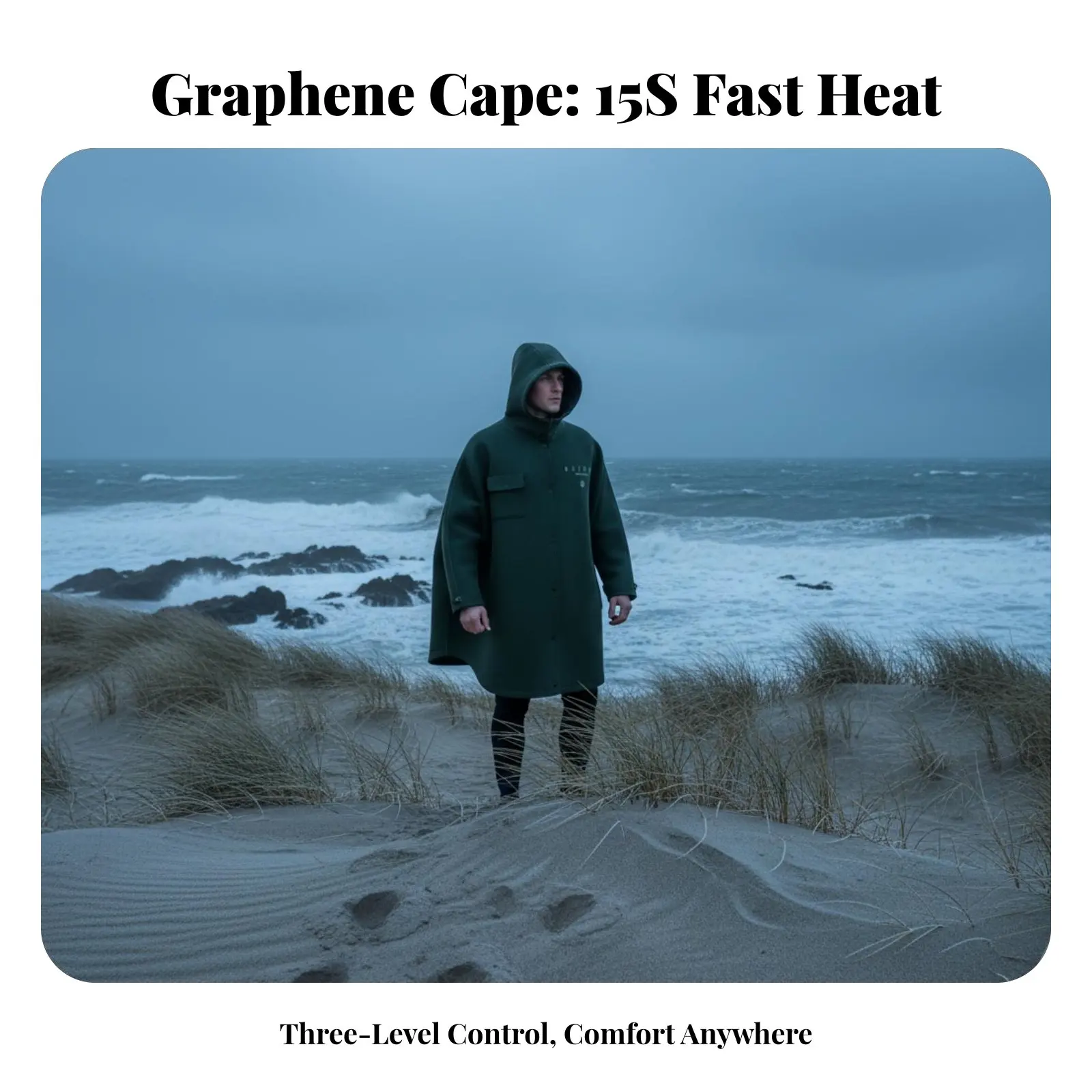 

Graphene Quick-Heating Cape Windproof Thermal Outerwear Adjustable Temperature for Winter Swimming Beach