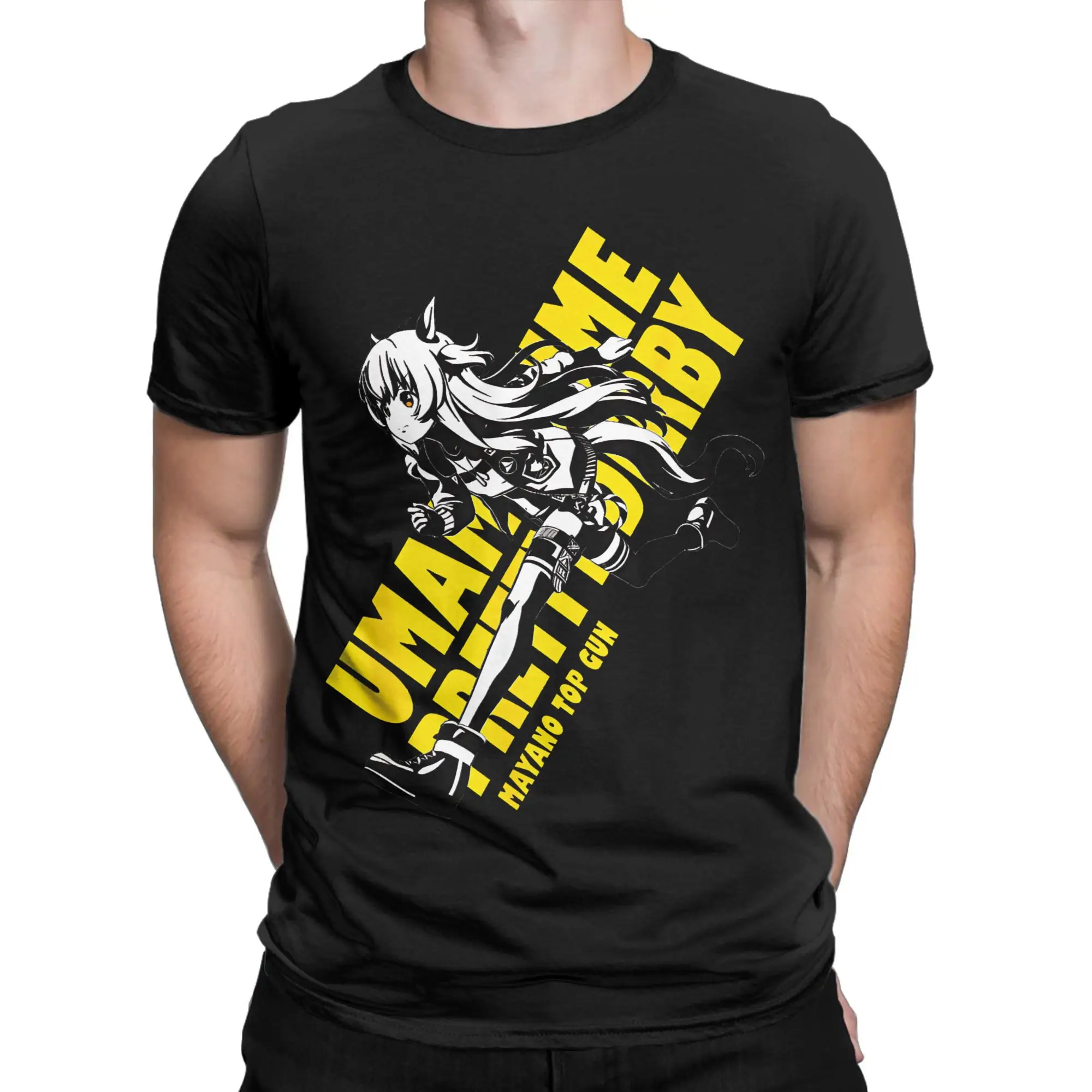 

Модная футболка Uma Musume Mayano Top Gun, мужская хлопковая футболка с круглым вырезом, футболка с короткими рукавами, топы больших размеров