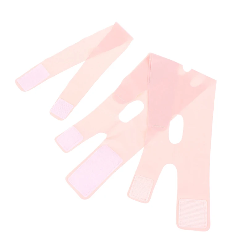 ผ้าคาดศีรษะแบบเต็มหน้าสีชมพูอ่อน พร้อมสายรัดปรับได้ ระบายอากาศได้ดี ช่วยยกกระชับใบหน้าและรองรับ สำหรับใช้ในชีวิตประจำวันและนอนหลับ