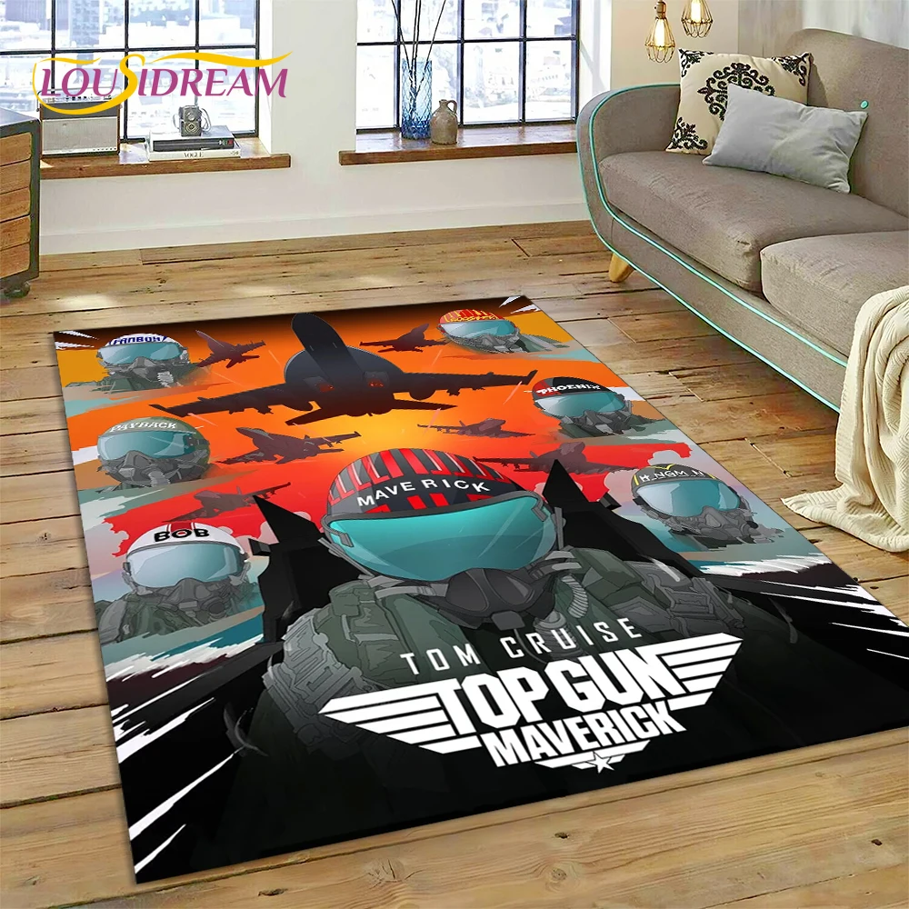 Top Gun Sign Tom Cruise Fighter HD Rug Carpet for Living Room Bedroom Home Decor,Floor Mat Non-slip Decoration for Sofa Doormat