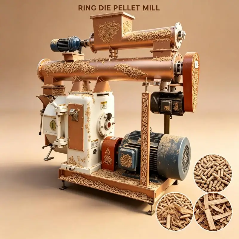 Heavy Duty Ring Die Pellet Machine Biomass Wood Pellet Mill High Output Sawdust Straw Feed Manufacturing