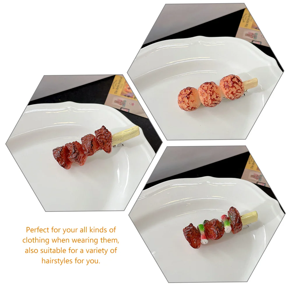 

4 Pcs Simulation Food Hairpin Birthday Clips French Fries Fake Party Kawaii Resin Curly
