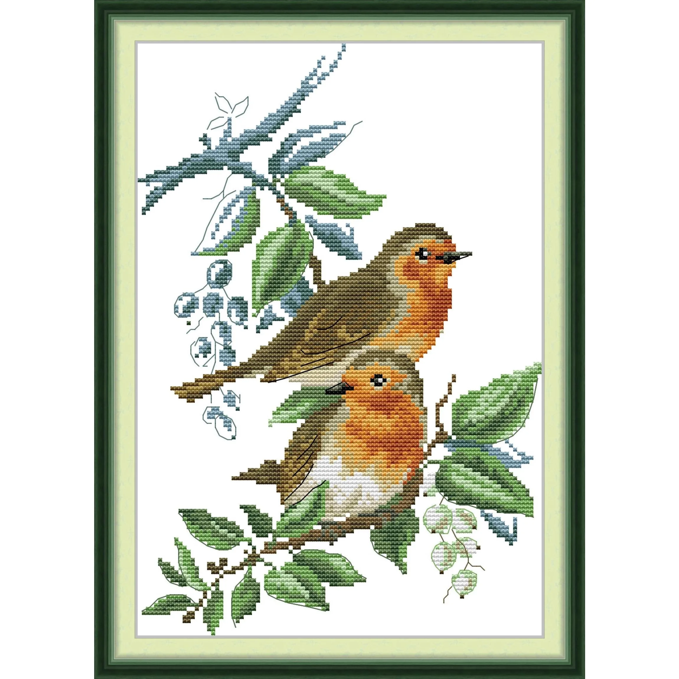 مجموعة غرز متقاطعة مطبوعة مسبقًا من Soulgift News، قماش عايدة مختوم بخيوط DMC، طقم تطريز - طيور صغيرة 5