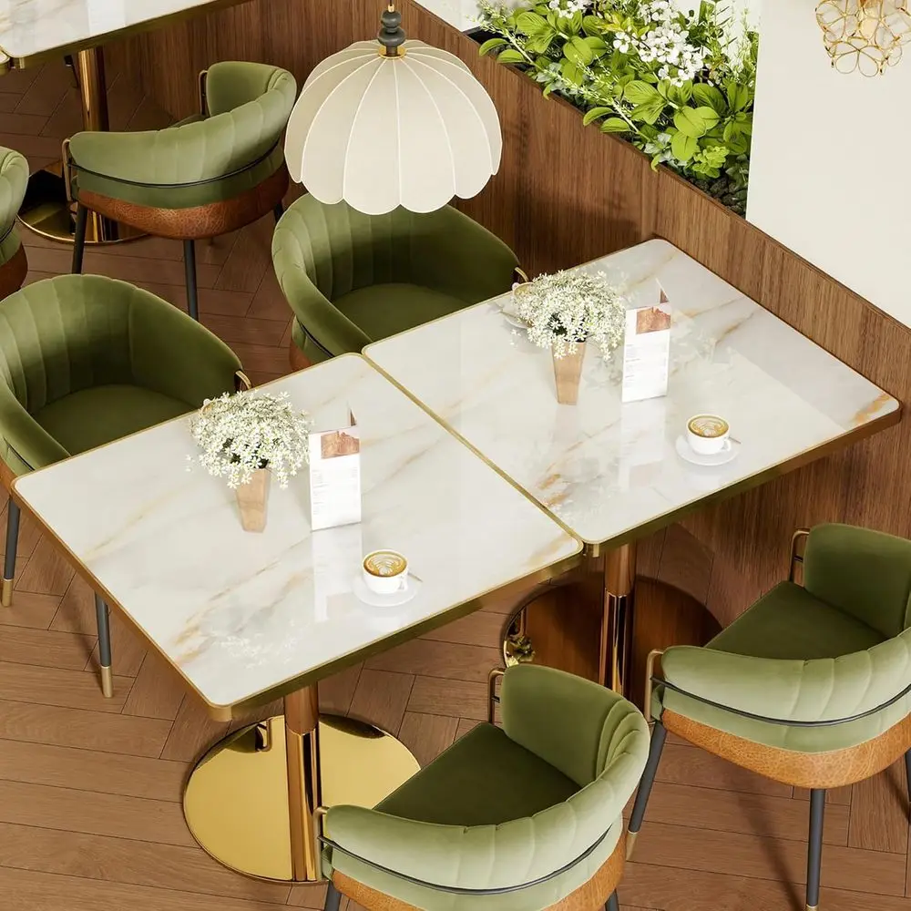 

Квадратный обеденный стол с толстой столешницей из спеченного камня (1,2 мм) и металлическим основанием-пьедесталом для дома, кафе и ресторанов