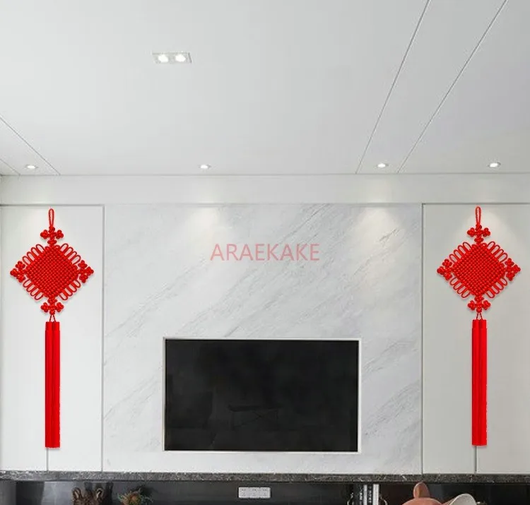 Ciondolo nodo cinese, soggiorno, parete TV, ingresso, grande nuova casa, corridoio d'ingresso, decorazione del Festival di Primavera