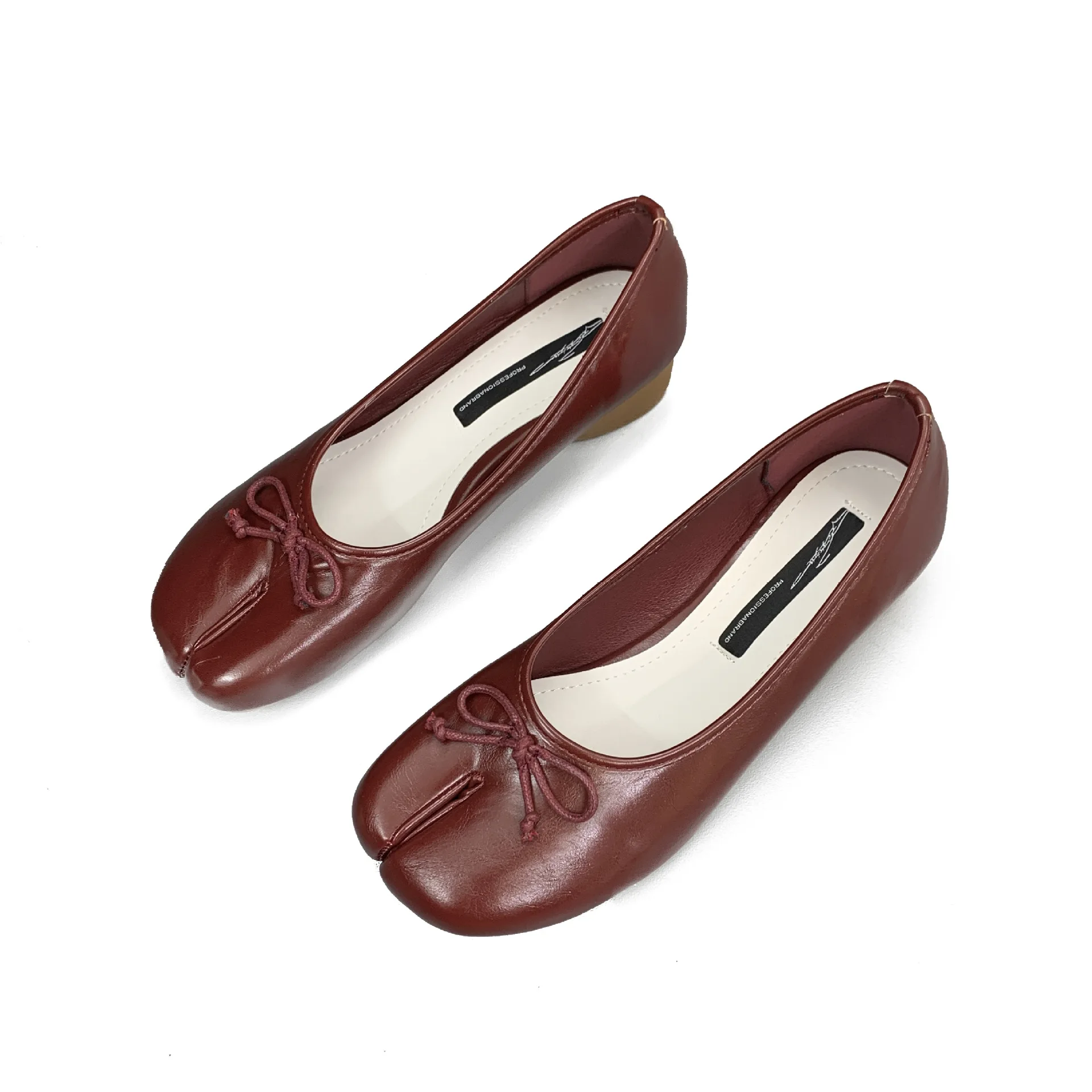 Lente Vrouwen Platte Split Neus Schoenen Met Strik Zachte Leren Strik Voorkant Ondiepe Slip Op Meisjes Tabi Schoenen Flats Balletschoenen
