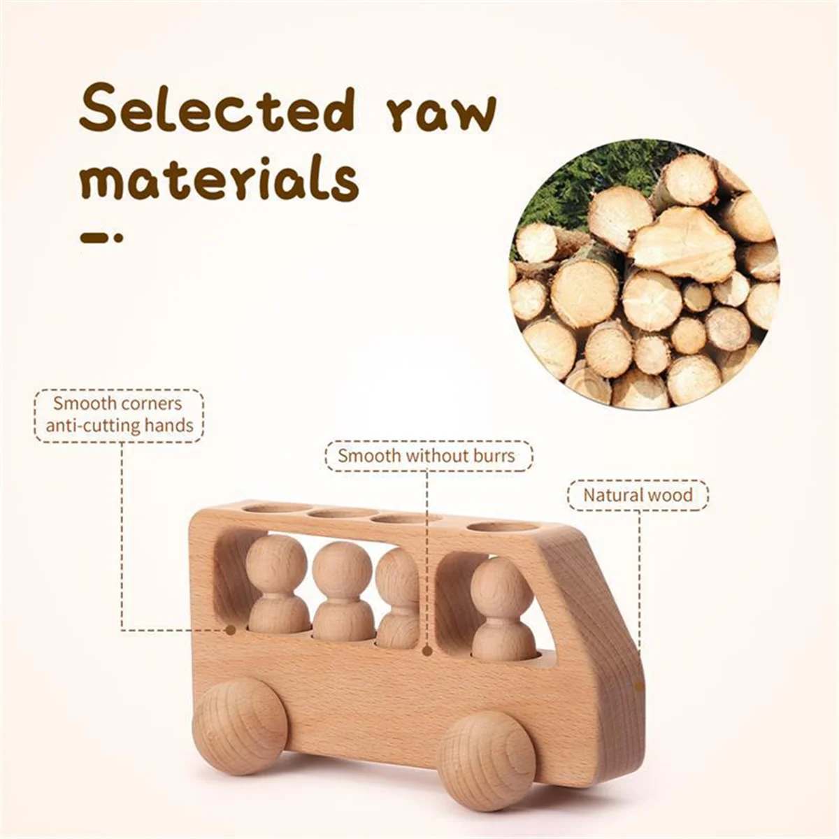 Outdoor Houten Bus Spel Kit Baby Houten Bus Educatieve Blokken Natuurlijk Hout Auto Kleine Pop Tandjes Speelgoed Verjaardagscadeaus