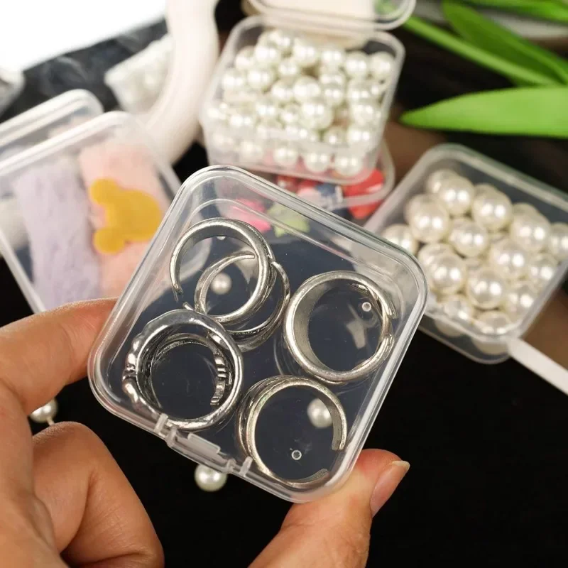 30/14PCS Mini Storage Box Transparent Plastic Square Storage Case for Jewelry Beads Earring Ring Earplugs Portable Bin Organizer