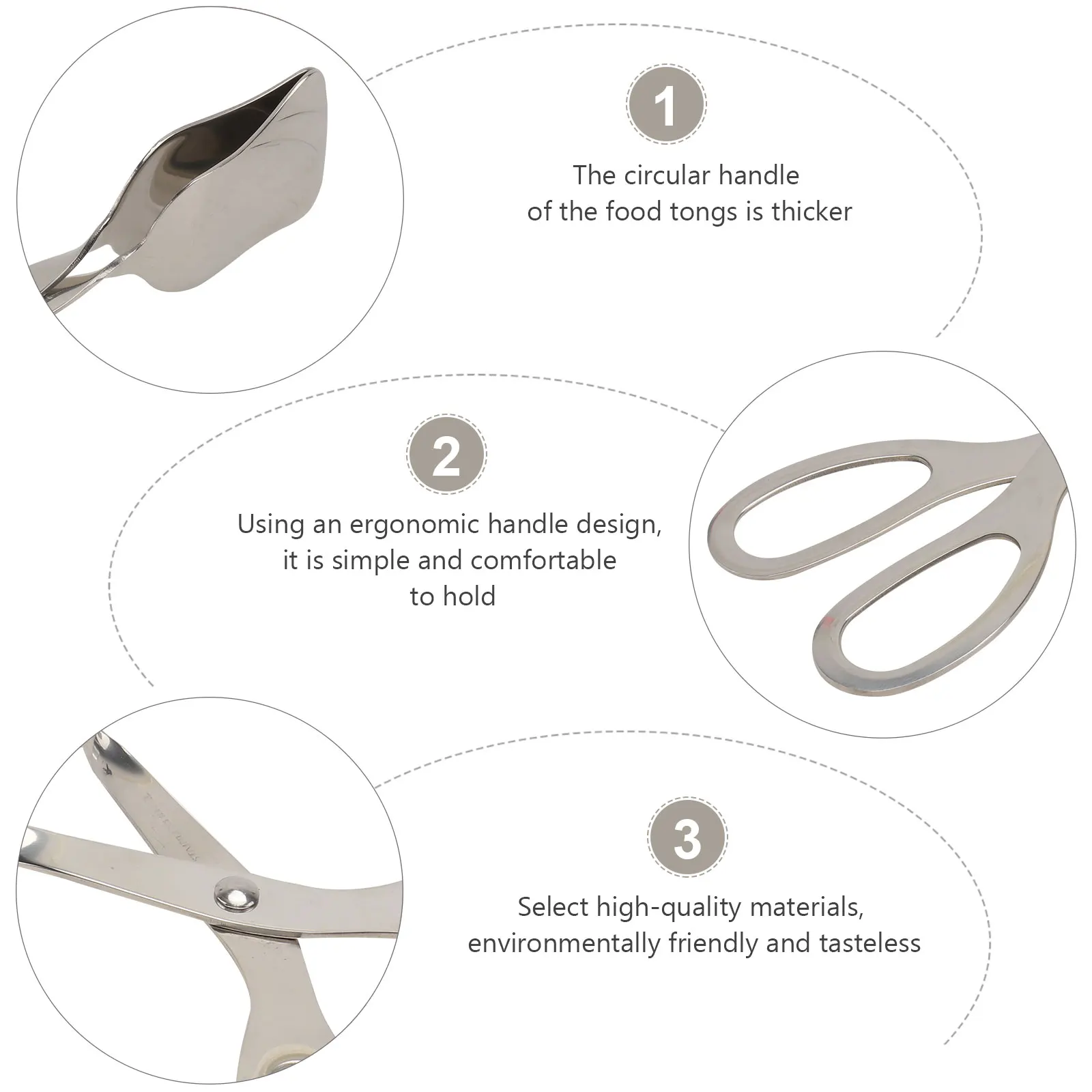 

Stainless Steel Food Tongs Kitchen Tool Silver Color Great for Desserts Fruits Vegetables BBQ Steak Practical Serving utensil