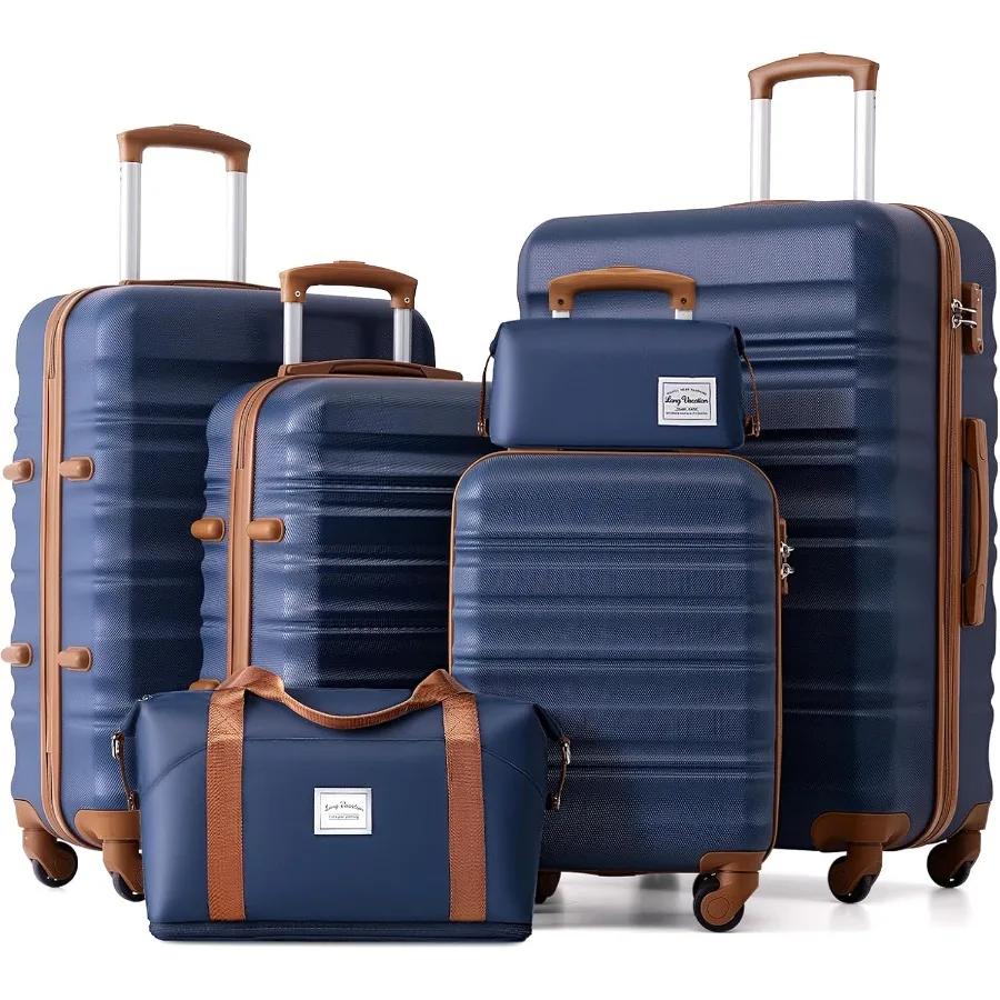 Luggage Set 6 Pcs Luggage ABS hardshell TSA Lock Spinner Wheels Luggage Carry on Suitcase,6 Pcs set