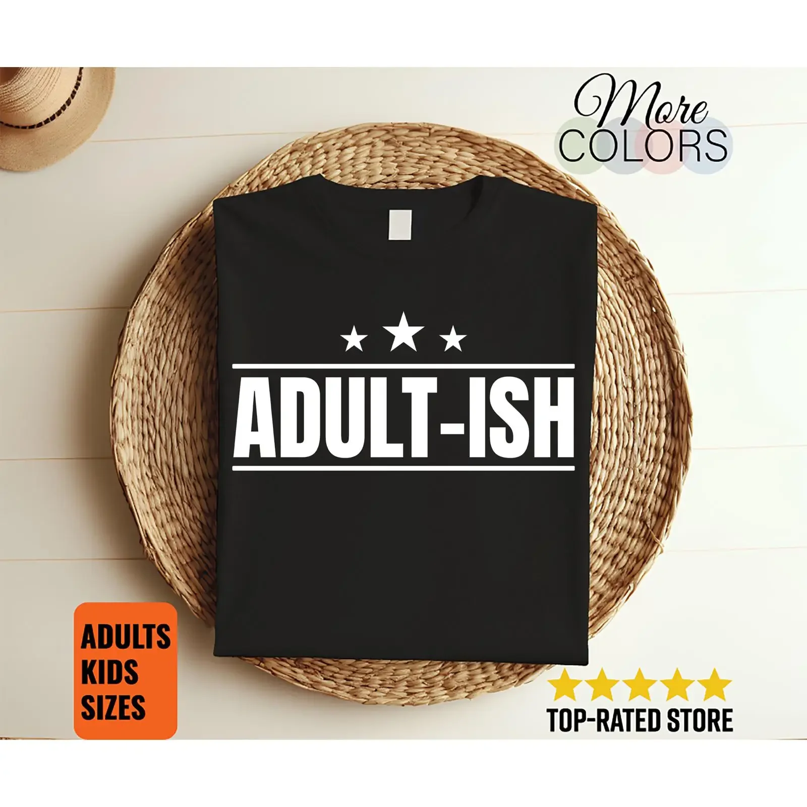 Adult Ish Funny T Shirt 18th Birthday Minimal Typography Sarcastic for Shirtn Grownup Milestone Party Outfit vintage Washed