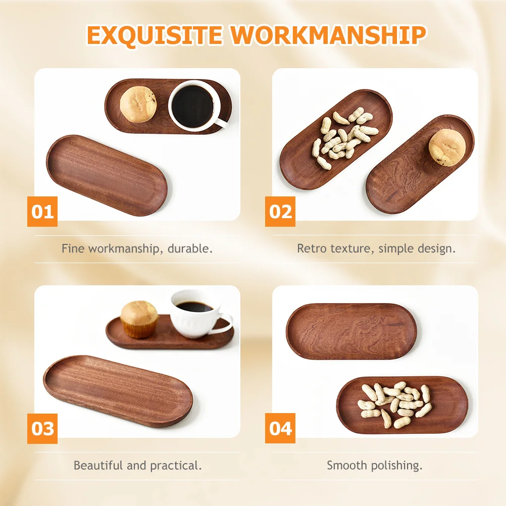 

Wooden Serving Tray Natural Solid Wood Rustic Finish Raised Edges Kitchen Food Dessert Plates Ideal for Fruit Salad Appetizers