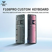 AULA F108 Pro Bluetooth 2,4G cableado conexión de tres modos Teclado mecánico estructura de junta intercambiable en caliente de tecla completa luz RGB