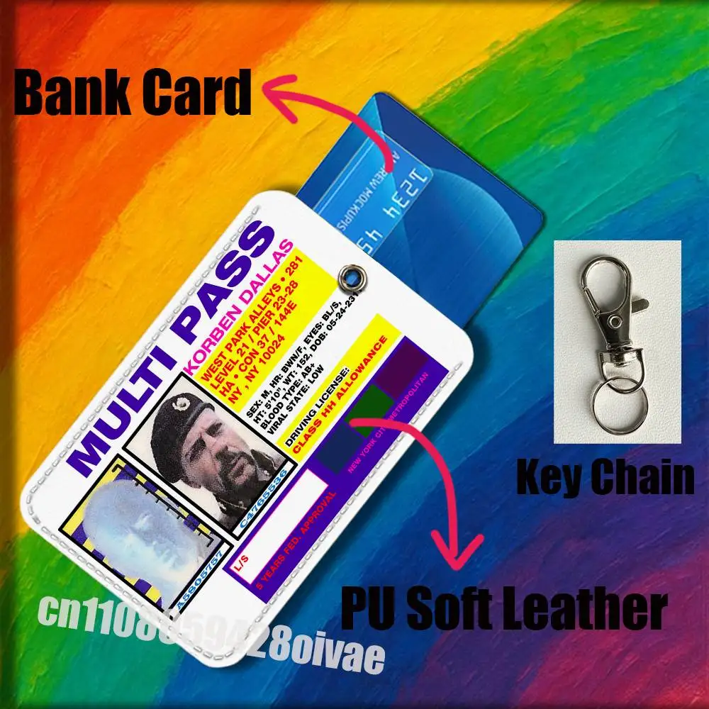 Leeloo Dallas Multipass Korben para Clips de Identificação, Cartões de Crédito, Bolsas, Cartões de Transporte, Capa Protetora, Decoração de Bolso, Chaveiro