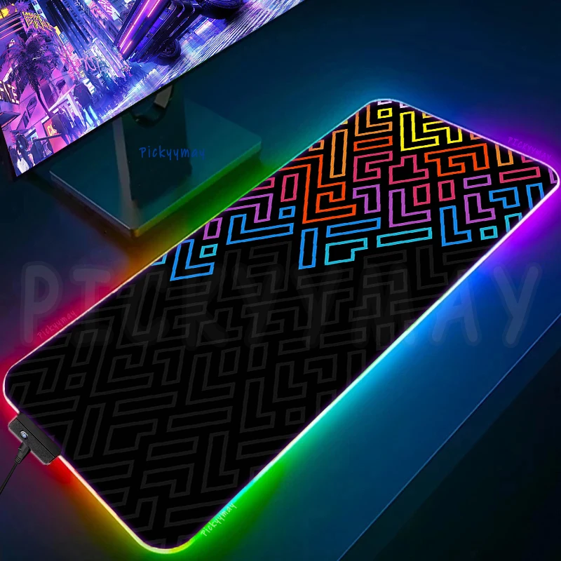 

Large RGB Mouse Mat Geometric PC Gamer Mousepads LED Gaming Mousepad Big Luminous Desk Pad Desk Mats Backlit Mouse Pads XXL